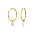 14K yellow gold earrings with 2 oval pearl stones