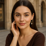 Pearl Drop Oval Earrings in 14K Yellow Gold thumbnail 3