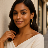 Pearl Drop Oval Earrings in 14K Yellow Gold thumbnail 4