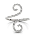 14K white gold ring with pave diamond stones in open flourish design