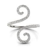 14K white gold ring with pave diamond stones in open flourish design thumbnail 1
