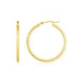14K yellow gold diamond-cut hoop earrings, 2x30mm slim round profile