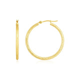 14K Yellow Gold Diamond Cut Hoop Earrings(2x30mm) thumbnail 1