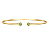 14K Yellow Gold Peridot Open Cuff Bangle (2.00 mm) thumbnail 2