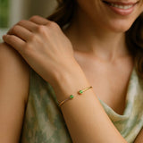 14K Yellow Gold Peridot Open Cuff Bangle (2.00 mm) thumbnail 3
