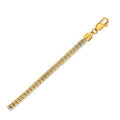 14K yellow gold ice barrel chain with ridged interlocking links, 4.25 mm wide