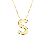 14K Yellow Gold Yours Truly Block Letter Initial S Necklace thumbnail 2