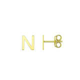14K Yellow Gold Yours Truly Initial N Stud Earrings thumbnail 1