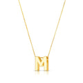 14K yellow gold block letter initial M pendant necklace