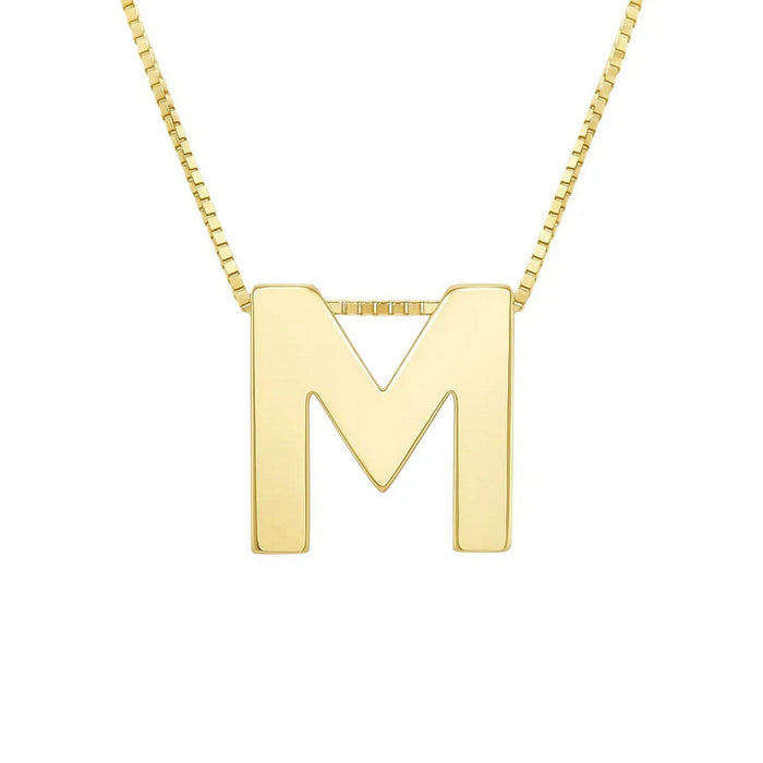 14K Yellow Gold Yours Truly Block Letter Initial M Necklace