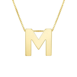 14K Yellow Gold Yours Truly Block Letter Initial M Necklace