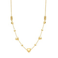 14K yellow gold puff heart adjustable necklace with heart-shaped pendant