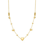 14K yellow gold puff heart adjustable necklace with heart-shaped pendant thumbnail 1