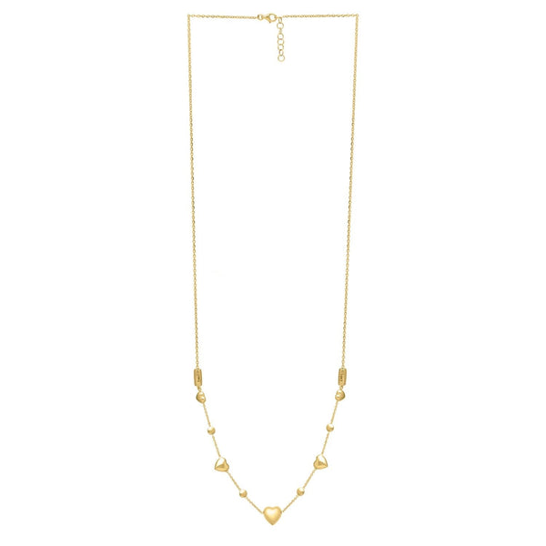 14k Yellow Gold Puff Heart Adjustable Necklace