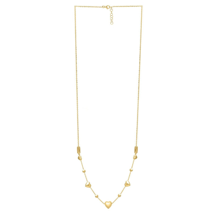 14k Yellow Gold Puff Heart Adjustable Necklace