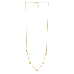 14k Yellow Gold Puff Heart Adjustable Necklace
