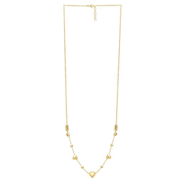 14k Yellow Gold Puff Heart Adjustable Necklace
