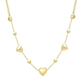 14k Yellow Gold Puff Heart Adjustable Necklace thumbnail 4