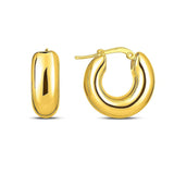 14k Yellow Gold Small Puffy Hoops thumbnail 1