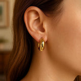 14k Yellow Gold Small Puffy Hoops thumbnail 5
