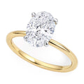 14K yellow gold ring with one oval diamond stone in a solitaire setting