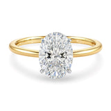 2 Carat Oval Lab Grown IGI G/VS1 Diamond Solitaire Ring in 14K Yellow Gold thumbnail 2