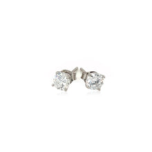 Load image into Gallery viewer, Sterling Silver Stud Earrings with White Hue Faceted Cubic Zirconia(5mm)