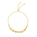 14K yellow gold mariner link bolo friendship bracelet with sliding bead