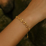 14K Yellow Gold Mariner Link Bolo Friendship Bracelet thumbnail 2