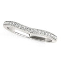 14K white gold ring with curved row of round diamond stones