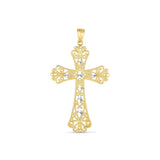 14k Two Tone Gold High Polish Diamond Cut Cross Pendant thumbnail 1