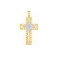 14K two-tone gold cross pendant with diamond-cut high-polish finish