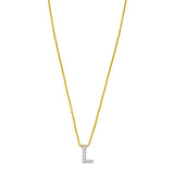 14K yellow gold L initial pendant necklace with diamond accent stone thumbnail 1
