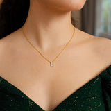 14K Yellow Gold Mini Diamond L Initial Pendant Necklace thumbnail 5