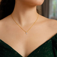 14K Yellow Gold Mini Diamond L Initial Pendant Necklace