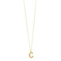 14K yellow gold initial C pendant with clean open letter form