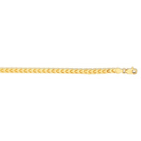 14k Yellow Gold Solid Diamond Cut Round Franco Bracelet (3.10 mm)
