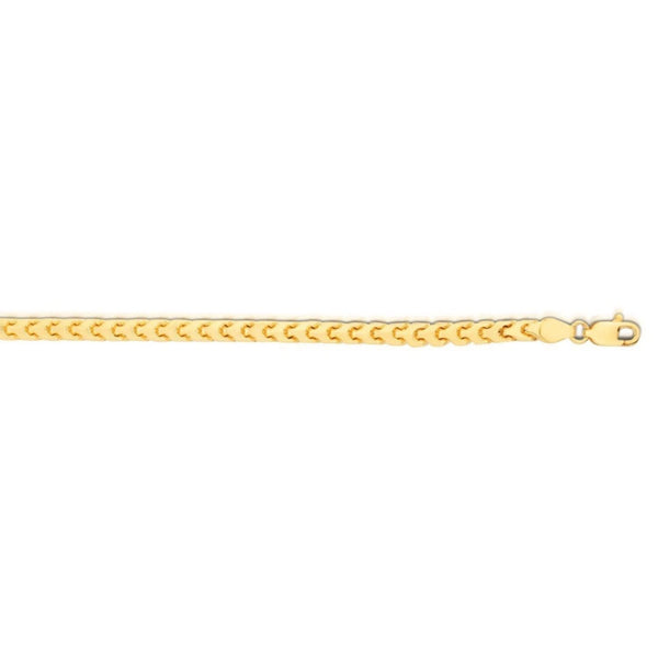 14k Yellow Gold Solid Diamond Cut Round Franco Bracelet (3.10 mm)
