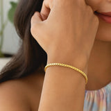 14k Yellow Gold Solid Diamond Cut Round Franco Bracelet (3.10 mm) thumbnail 3