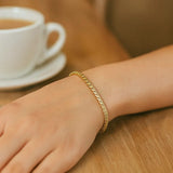 14k Yellow Gold Solid Diamond Cut Round Franco Bracelet (3.10 mm) thumbnail 4