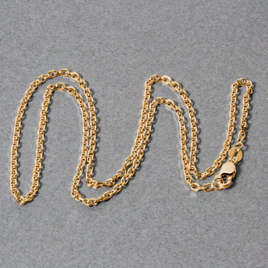 18k Yellow Gold Diamond Cut Cable Link Chain (1.90 mm)