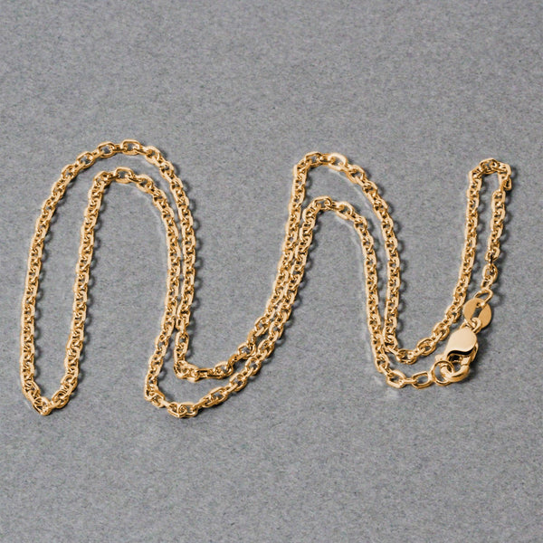 18k Yellow Gold Diamond Cut Cable Link Chain (1.90 mm)