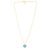 14k Yellow Gold High Polish Heart Turquoise Paste Necklace thumbnail 3