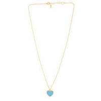14k Yellow Gold High Polish Heart Turquoise Paste Necklace