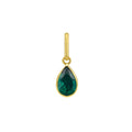 14K yellow gold pendant with pear emerald teardrop stone