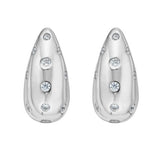 Sterling Silver Puffed Raindrop with Cubic Zirconia Stones Earrings thumbnail 2