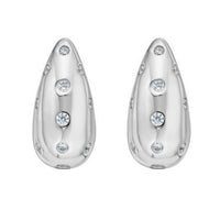 Sterling Silver Puffed Raindrop with Cubic Zirconia Stones Earrings