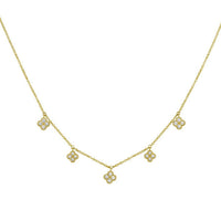 14K Yellow Gold Diamond Flower Necklace