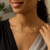 14K Yellow Gold Diamond Flower Necklace thumbnail 3