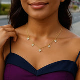 14K Yellow Gold Diamond Flower Necklace thumbnail 4